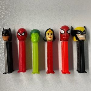 6 Vintage SuperHero PEZ Dispensers